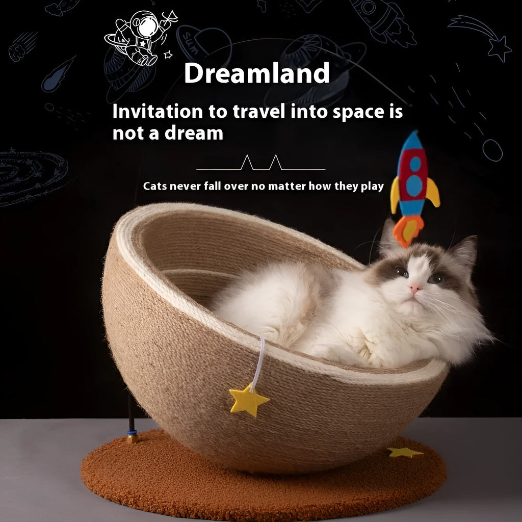 Large integrated cat scratching basin with starlight sisal nest design showing flannel and sisal rope surfaces