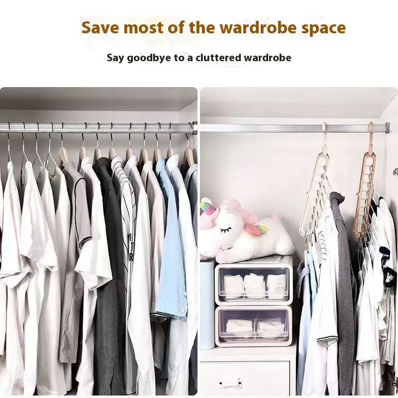 Plastic nine-hole folding hanger for trousers and accessories in multiple colour options