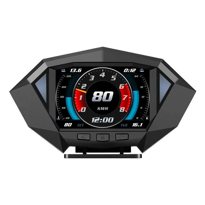 Black vehicle HUD head-up display unit with LCD screen and OBD cable for dashboard installation