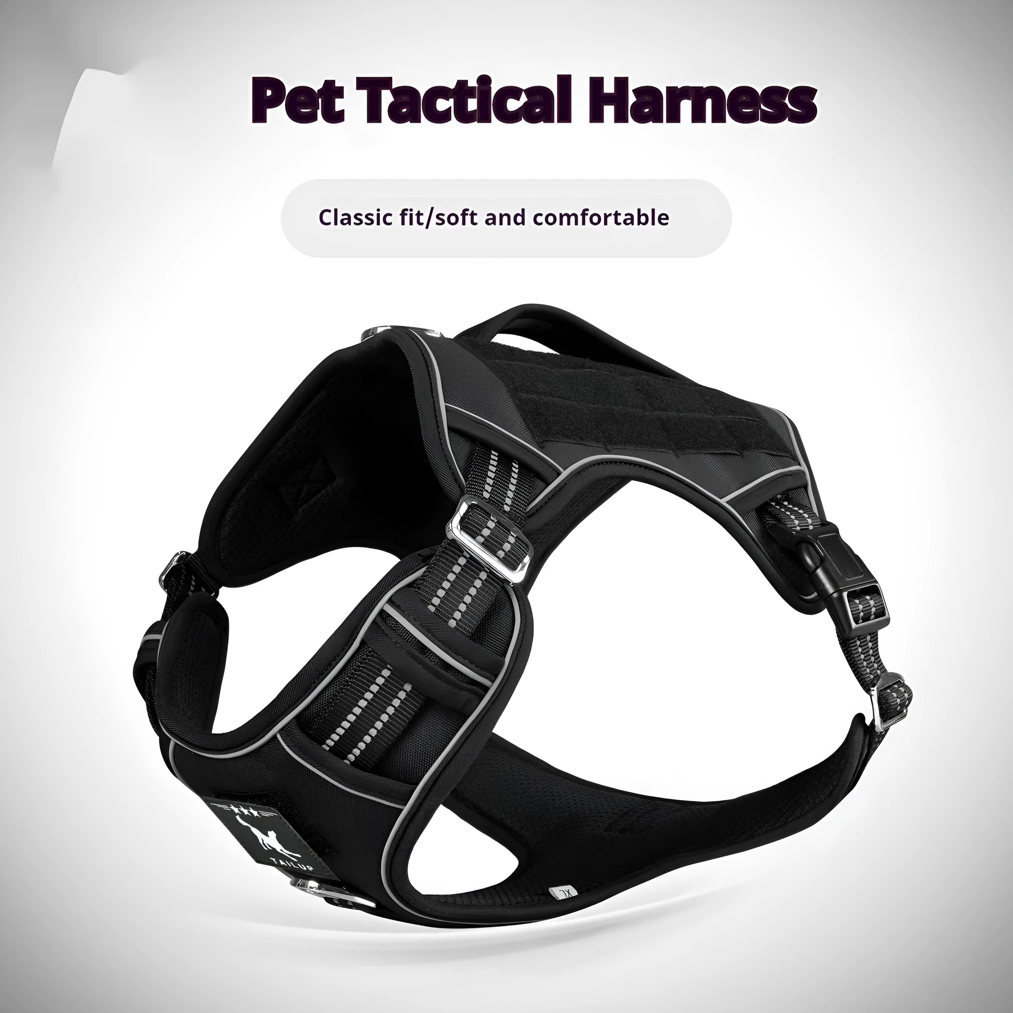 Oxford cloth tactical chest strap for a working dog in olive green colour.