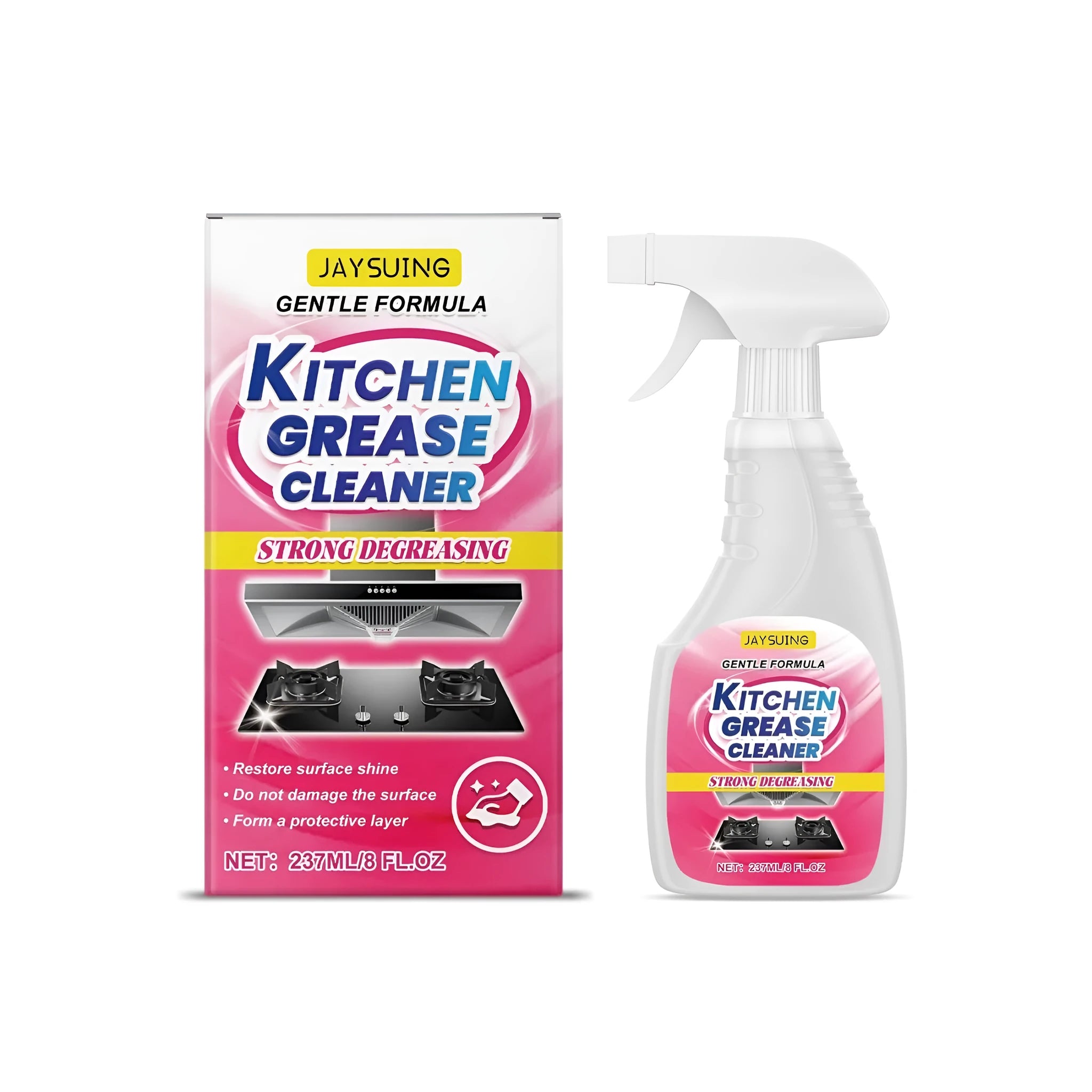 237ml bottle of Kitchen Grease Cleaner with citric acid formula for removing oil from stoves
