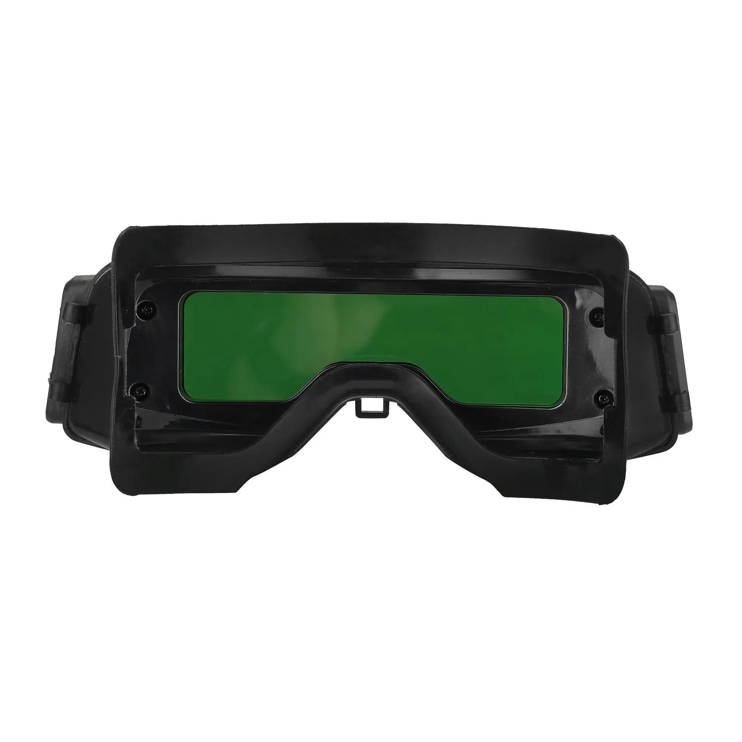 Black automatic darkening welding mask goggles with a wide rectangular lens.