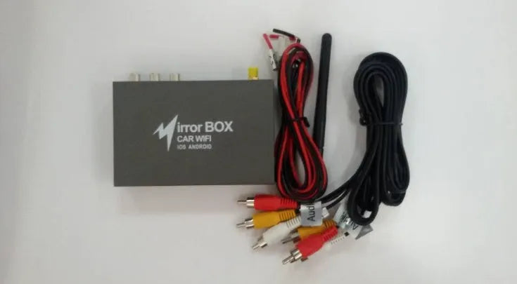 Black car mirror link box with Wi-Fi for smartphone screen mirroring to car display