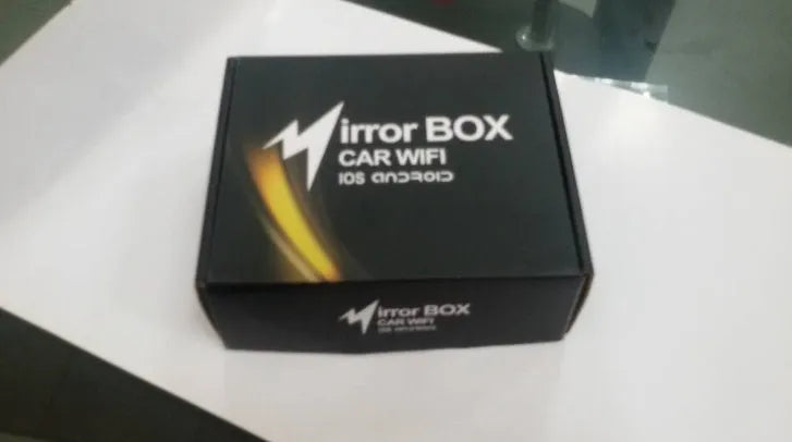 Black car mirror link box with Wi-Fi for smartphone screen mirroring to car display
