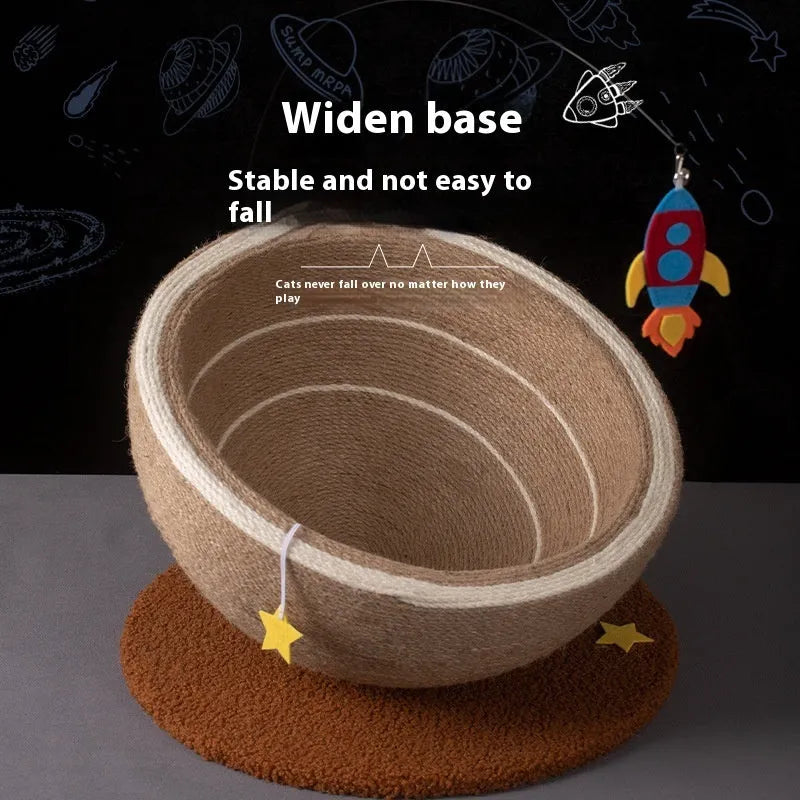 Large integrated cat scratching basin with starlight sisal nest design showing flannel and sisal rope surfaces