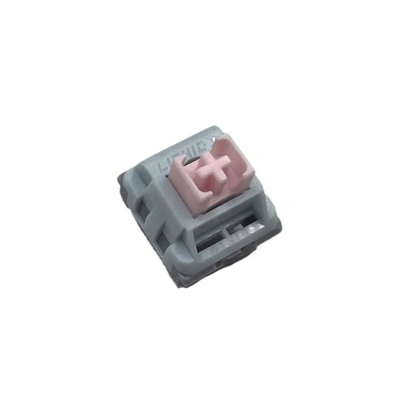 Four Dew Axis-4 colour linear mute mechanical keyboard switch bottoms with exposed springs.