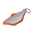 Mountain bike disc brake pads replacement set in black and orange colours with adjustment flap