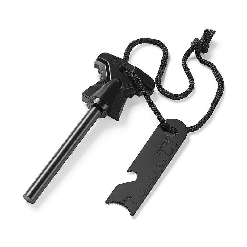 Butterfly-shaped outdoor firestone with stainless steel doctor blade and bottle opener