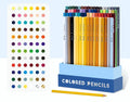 Boxed set of 72 or 126 coloured pencils with basswood holders for art students.