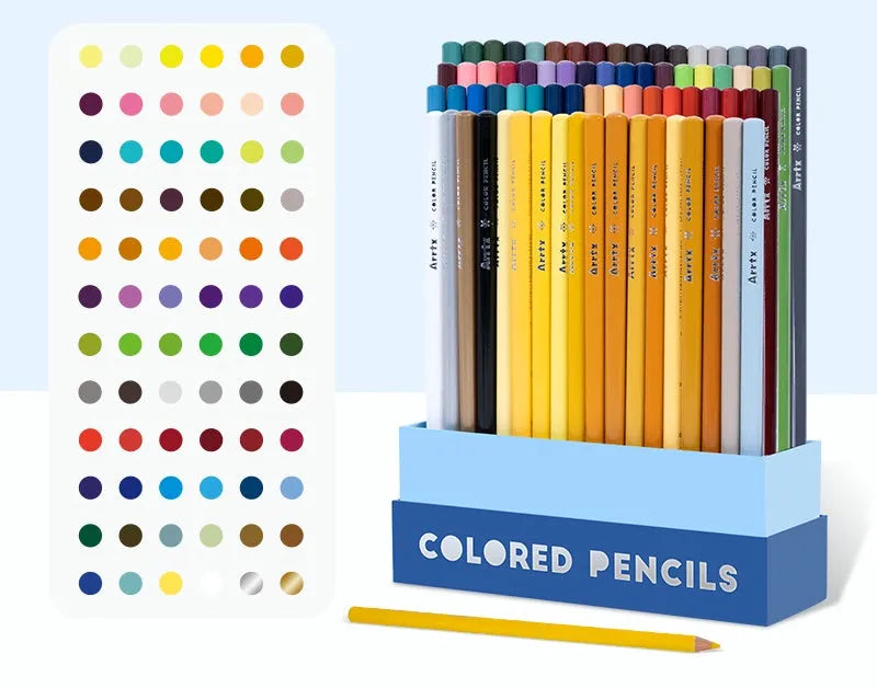 Boxed set of 72 or 126 coloured pencils with basswood holders for art students.
