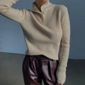 Retro breasted half turtleneck pullover sweater in slim fit with single-breasted placket detail