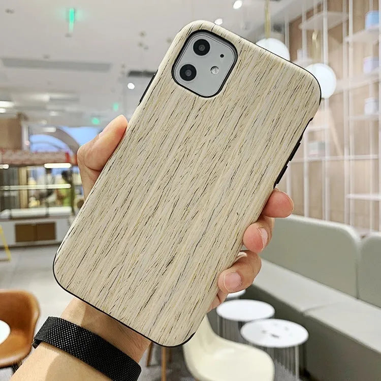 Wood phone case for iPhone with natural bamboo or rosewood finish and simple back cover design