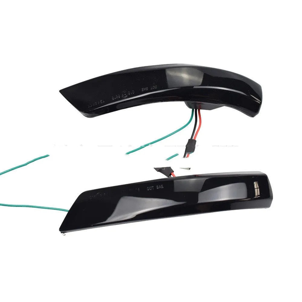 Pair of blue and yellow LED waterfall lights for Ford Focus and Mondeo rearview mirrors.