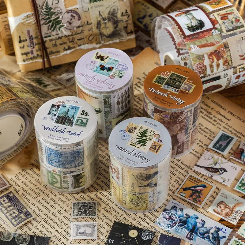 Roll of decorative coated paper stamp for DIY journals, showing butterfly pattern design.