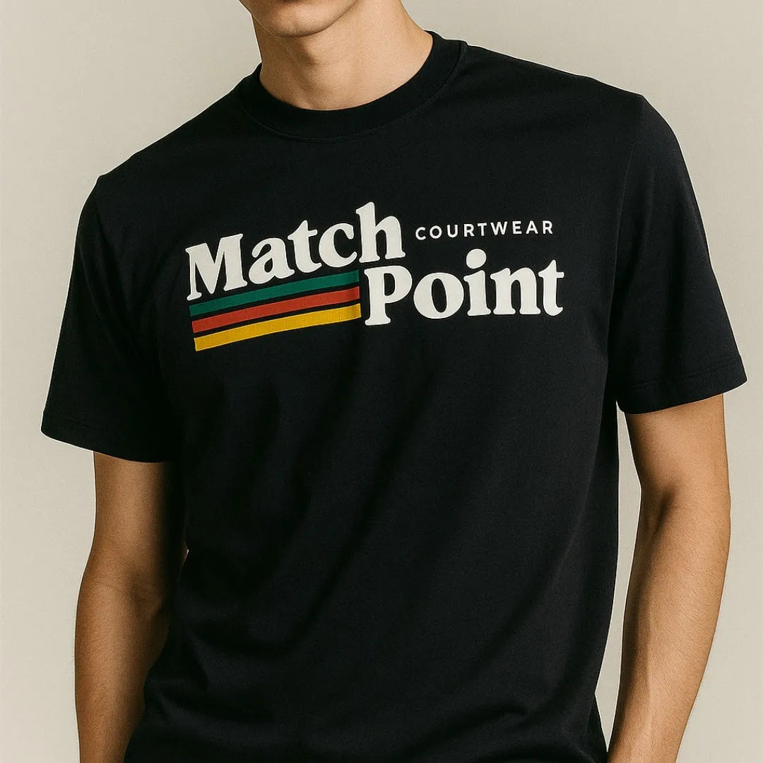 Men's black t-shirt with 3D digital printed pattern, round neck and short sleeves