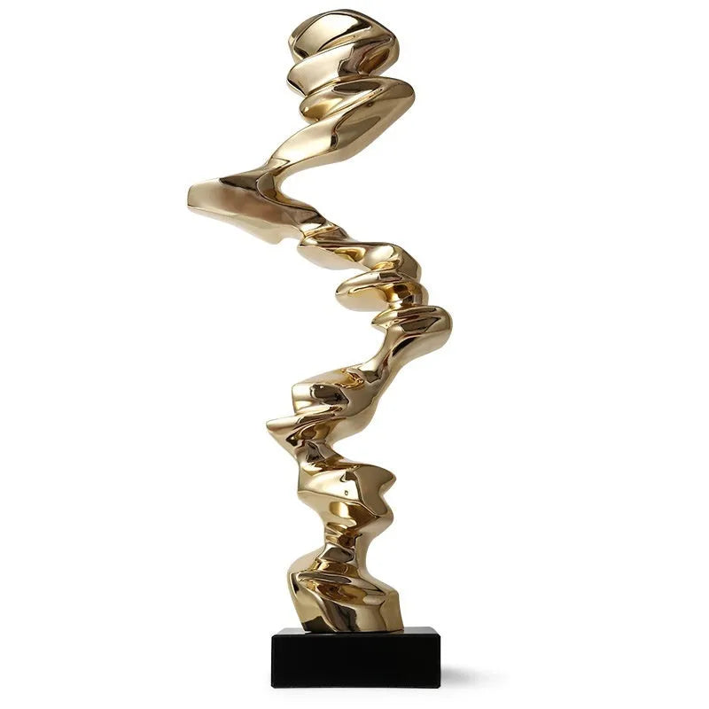 Minimalist abstract still life ornament made from natural resin in a choice of gold, silver, or blue finish.
