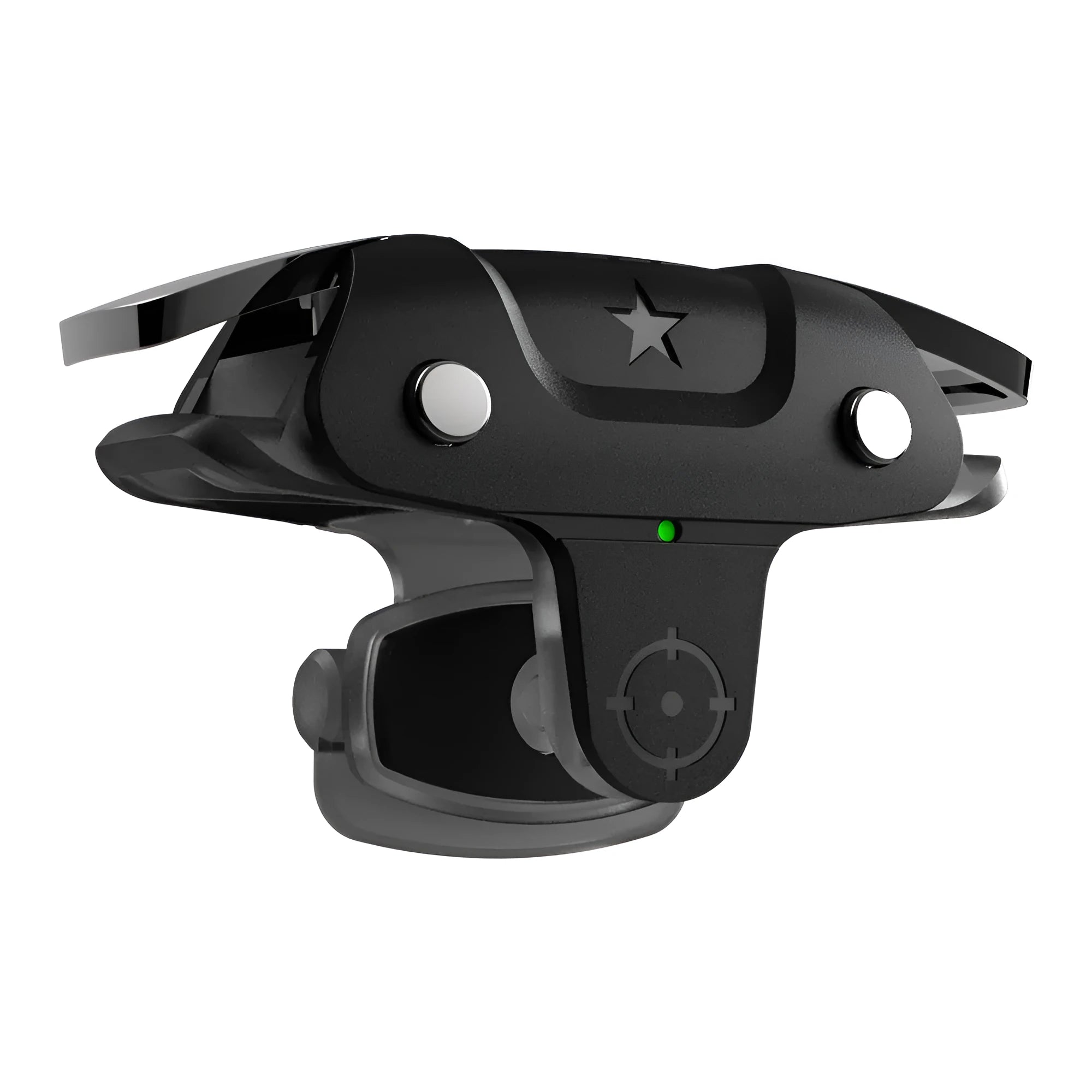 Black USB mobile phone game controller with compact ergonomic design measuring 5x2.5x2.96cm