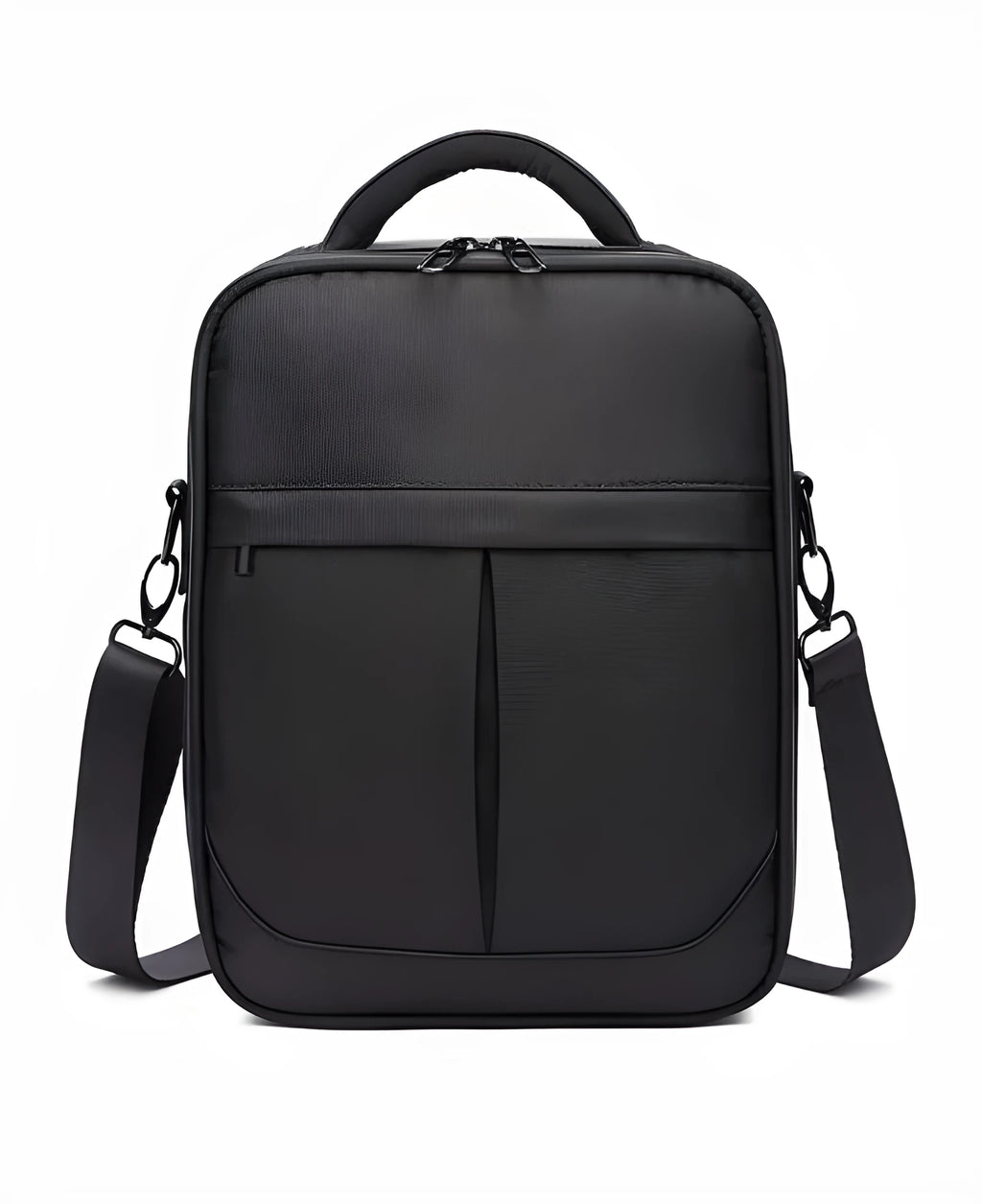 Black men's messenger bag made from Oxford fabric with cross-body strap