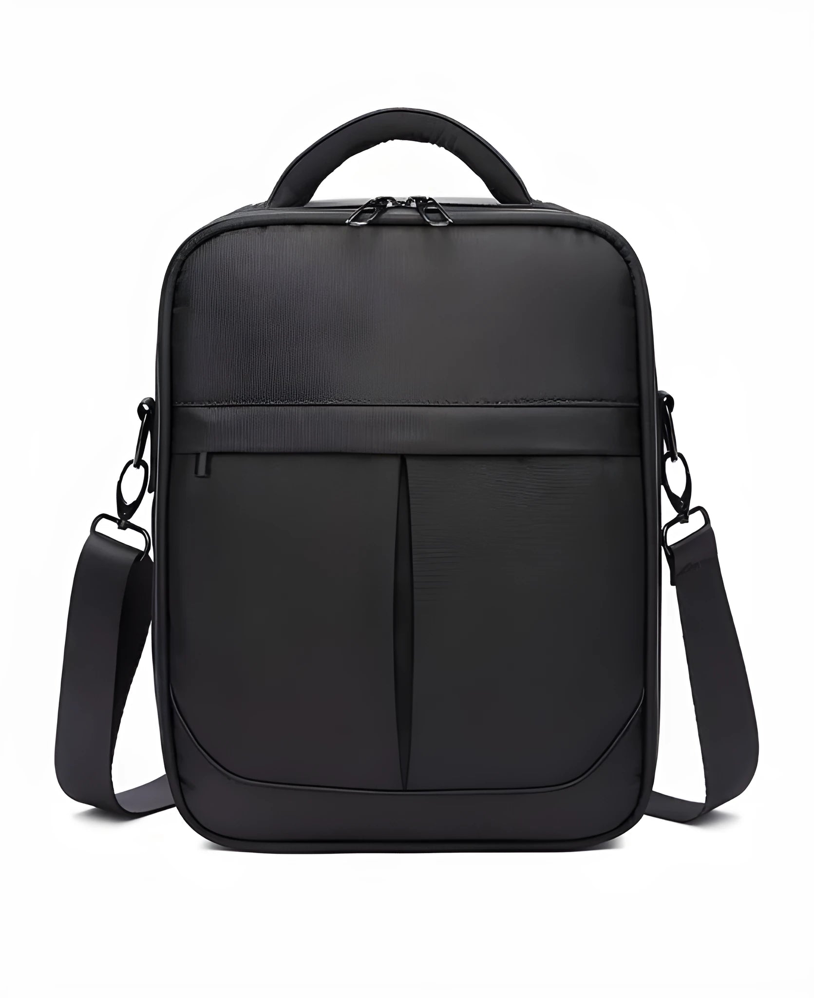 Black men's messenger bag made from Oxford fabric with cross-body strap