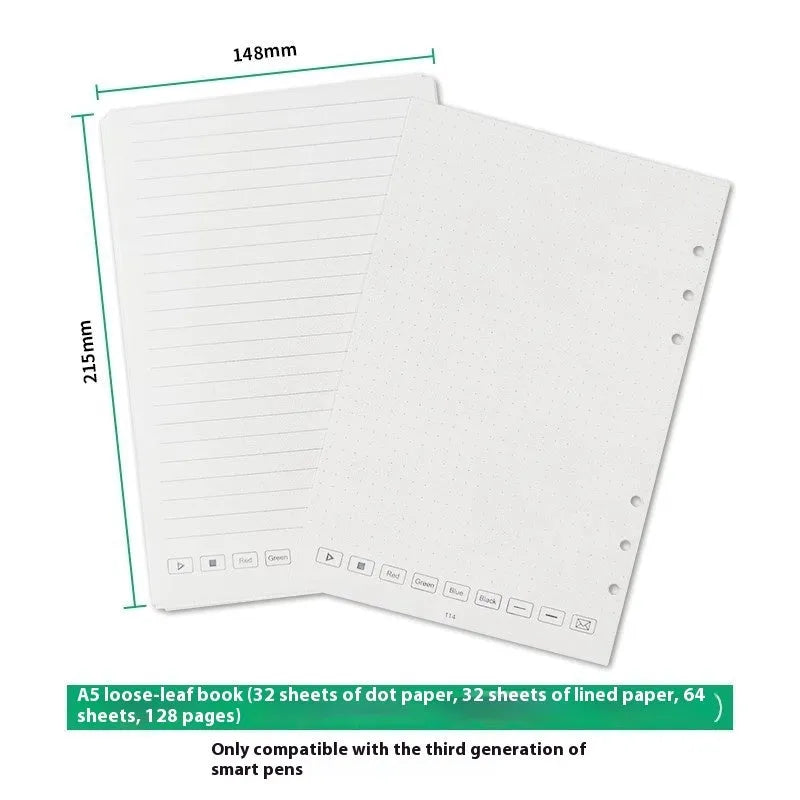 Loose spiral notebook filling paper replacement core with 64 pages and nine writing refills