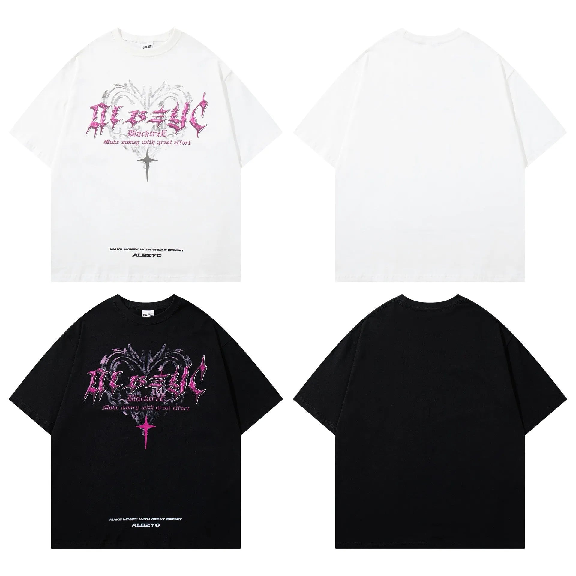 Men's retro printed cotton t-shirt in loose fit with short sleeves and round neck