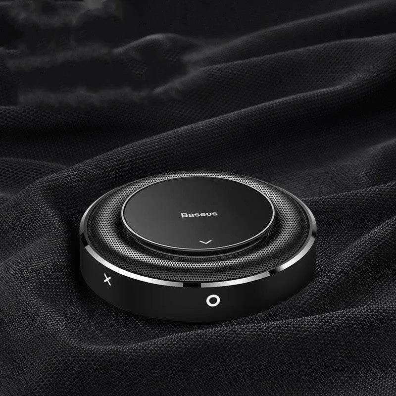Round aluminium alloy car fragrance seat in black colour with seat-type placement design