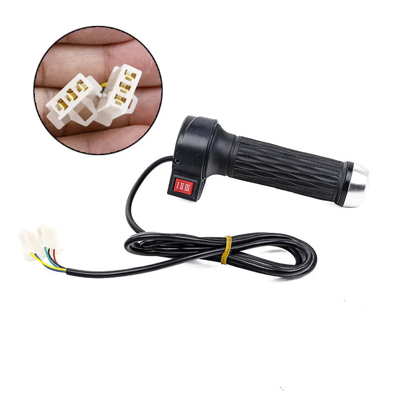 Plastic three-wheel electric car modification accelerator handle with 3-wire plug and choice of coloured finishes.
