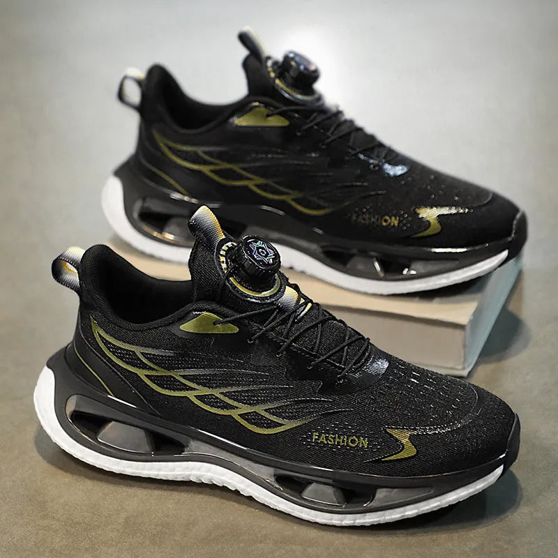 Youth low-top sneakers with shock absorption rotating button in mesh or leather options
