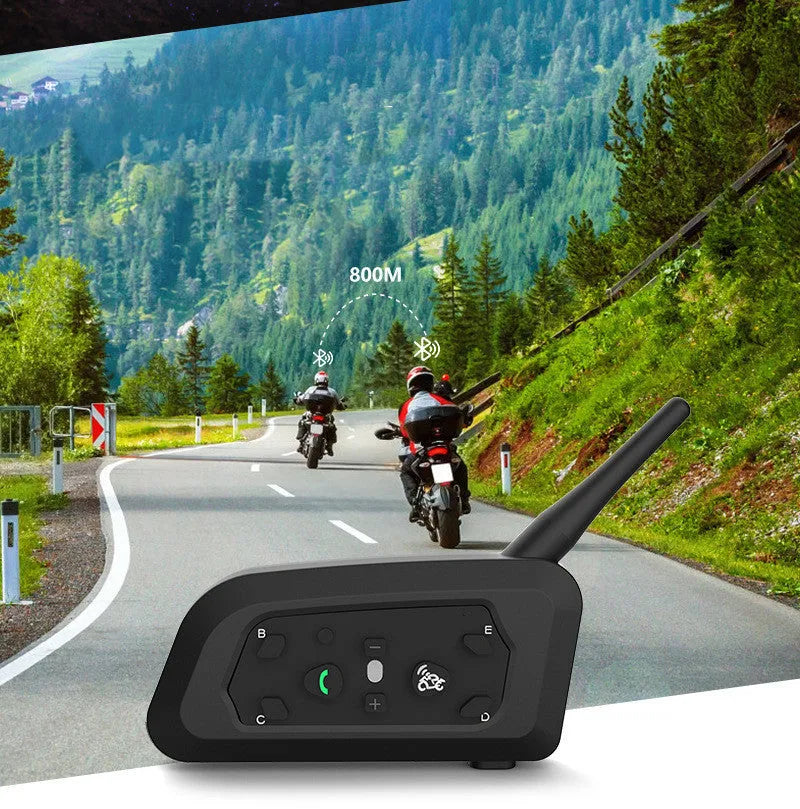 V6 Pro motorcycle helmet Bluetooth intercom unit with headphone and mounting accessories.