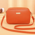 Solid colour ladies PU shoulder bag with horizontal square shape and three-dimensional pocket
