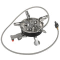 Silver stainless steel split stove for outdoor cooking with foldable design and 100cm hose