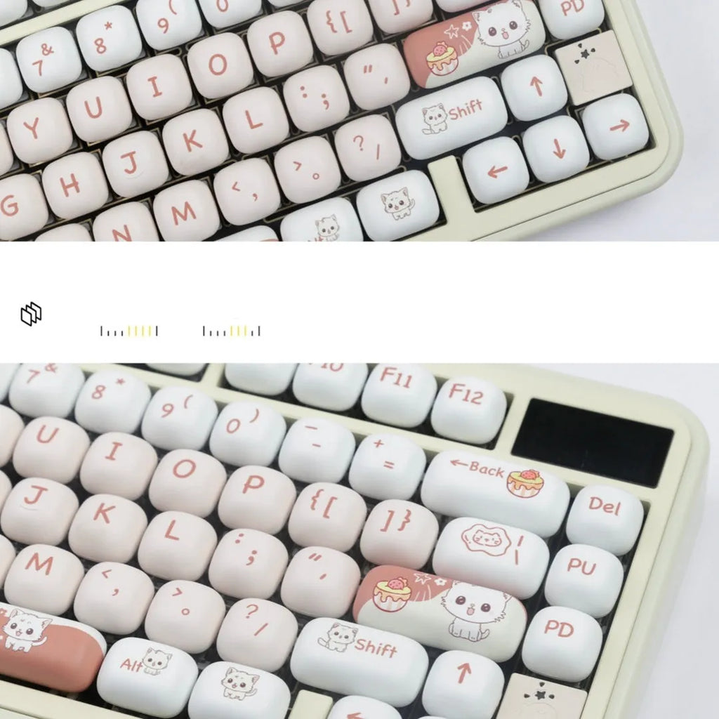 Cartoon dessert cat MOG round key cap with colourful sweet-themed illustration for mechanical keyboards