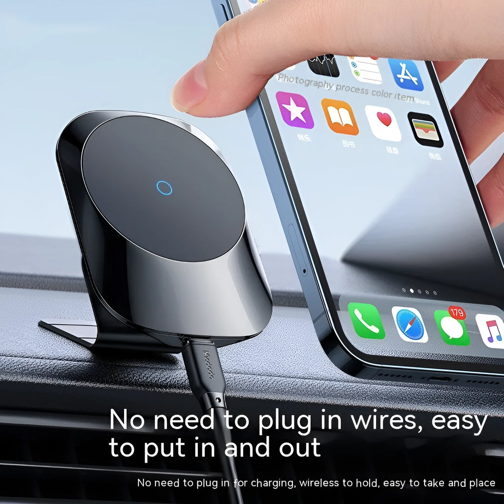 CH-707 magnetic car wireless charger with air vent and centre control mounting bases in black colour