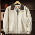 Men's plus size washed cotton baseball flight jacket in Army Green colour.