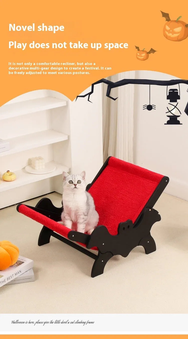 Black and red European-style wooden cat recliner bed for indoor pets