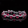 Copper-plated bracelet with AAA zircon stones in a geometric shape, showing real white gold colour finish.