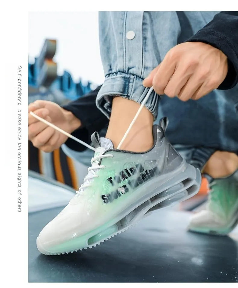 Men's platform sneakers in three colour options with mesh upper and rubber sole