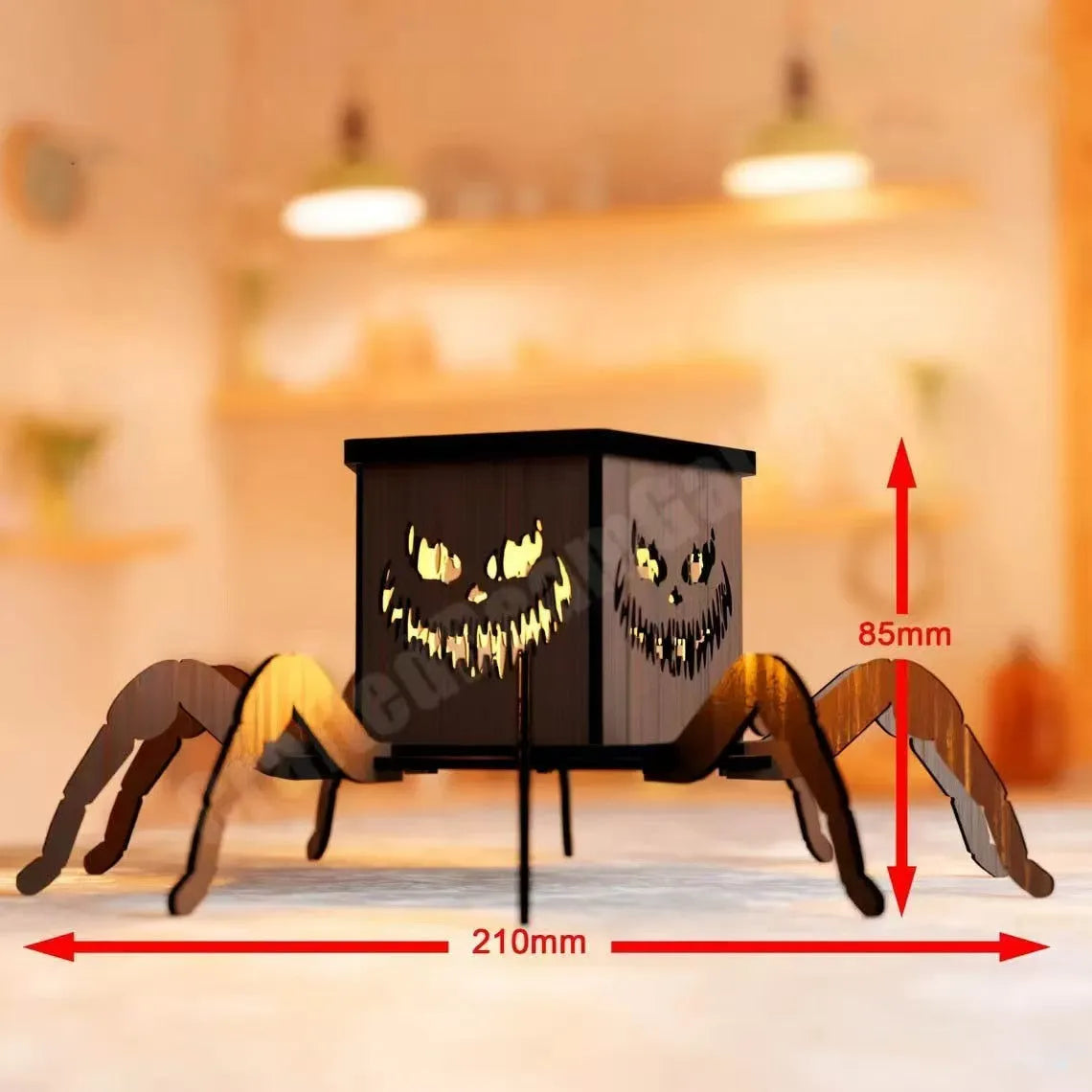 Wooden Halloween spider lantern candlestick decoration with modern simplicity design