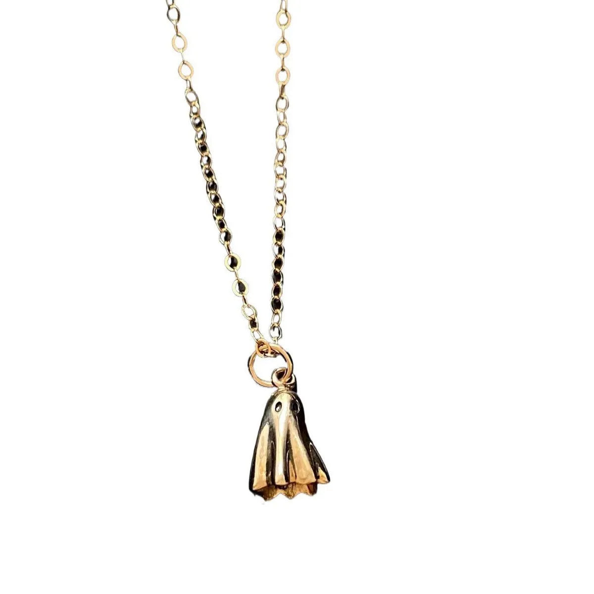 Stainless steel ghost pendant necklace with electroplated titanium steel centrepiece on twisted chain