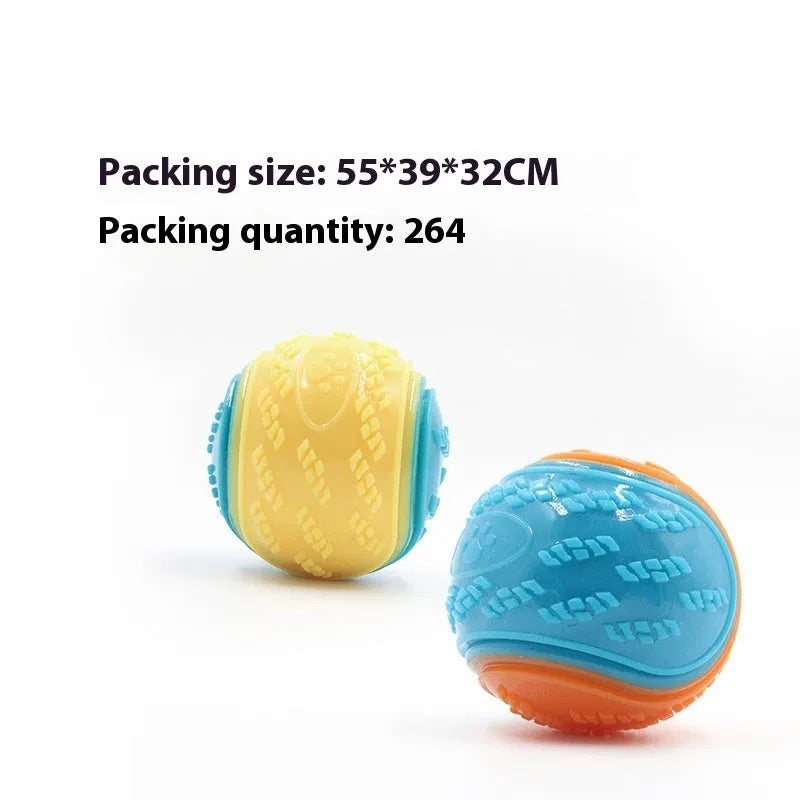 TPR dog toy ball with squeaker in two-tone colours, 6.5cm diameter
