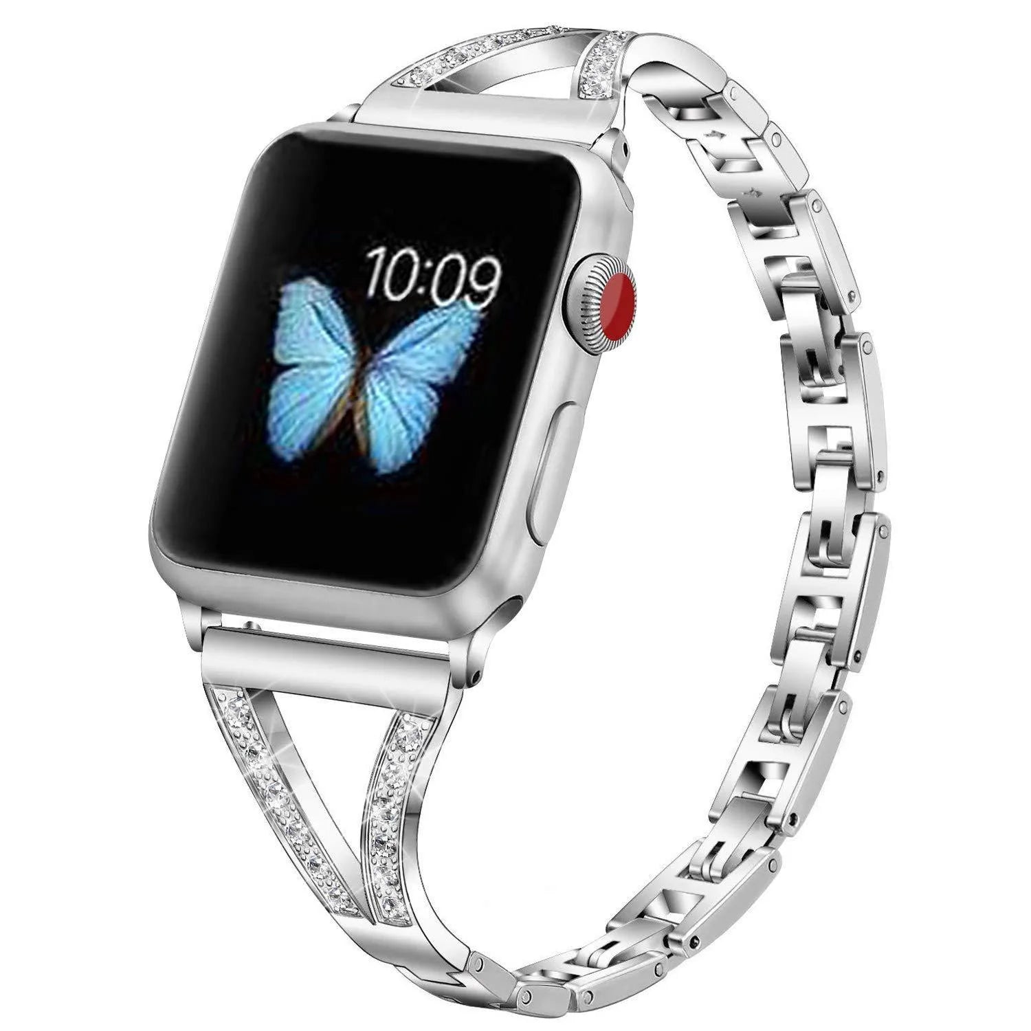 Herringbone diamond pattern zinc alloy watch strap for Apple Watch in multiple colour and size options