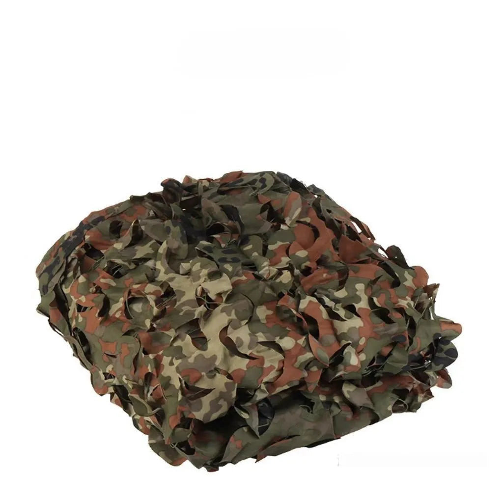 Green military camouflage net cover set with blocking net for outdoor concealment and UV protection