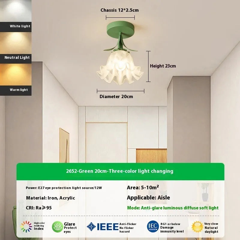 Cream coloured LED corridor light with Linglan flower design and modern simplistic style