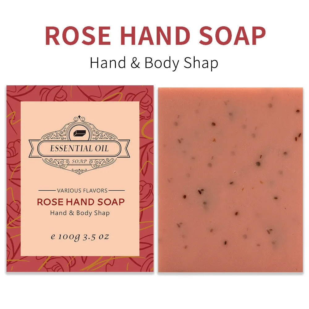 Handmade frosted essential oil soap bar showing textured surface with natural fragrance options