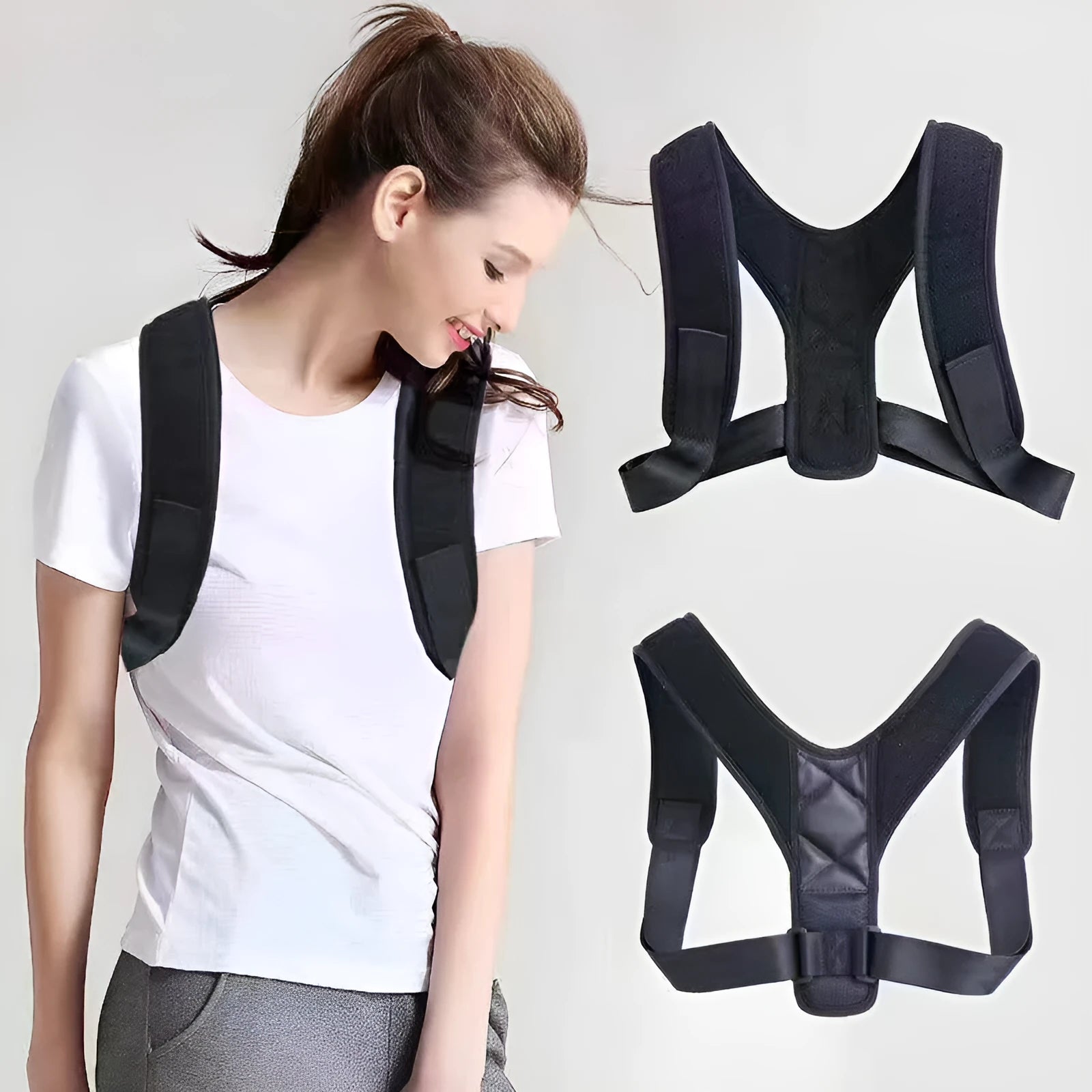 Adjustable nylon posture correction band for back support during sitting