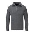 Men's loose fit pullover sweater in a solid colour on a middle-aged model.