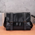 Black Korean-style men's backpack with anti-theft feature and visible stitching detail