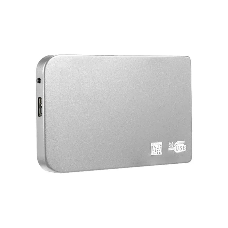 USB 3.0 solid state mobile hard disk in metal shell, available in black, blue, red, and silver.