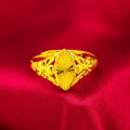 Alluvial gold geometric ring with textured open diamond flower design on brass base