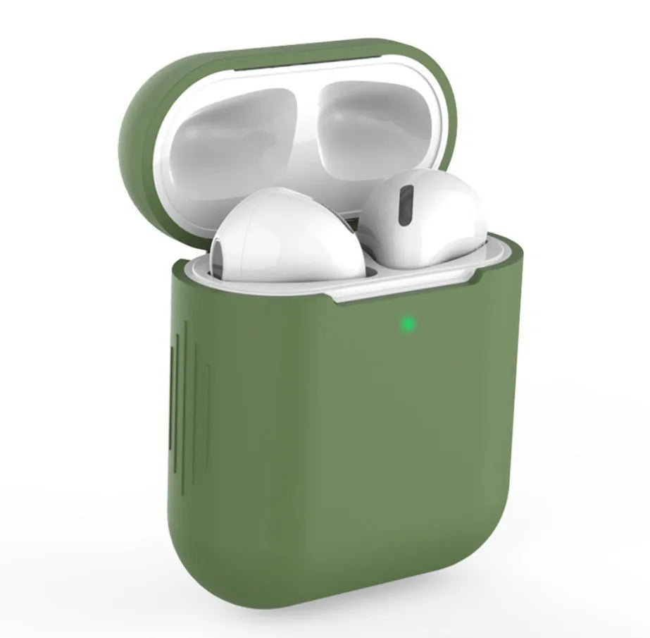 Silicone protective case cover for Apple AirPods 2 wireless earbuds in multiple colour options